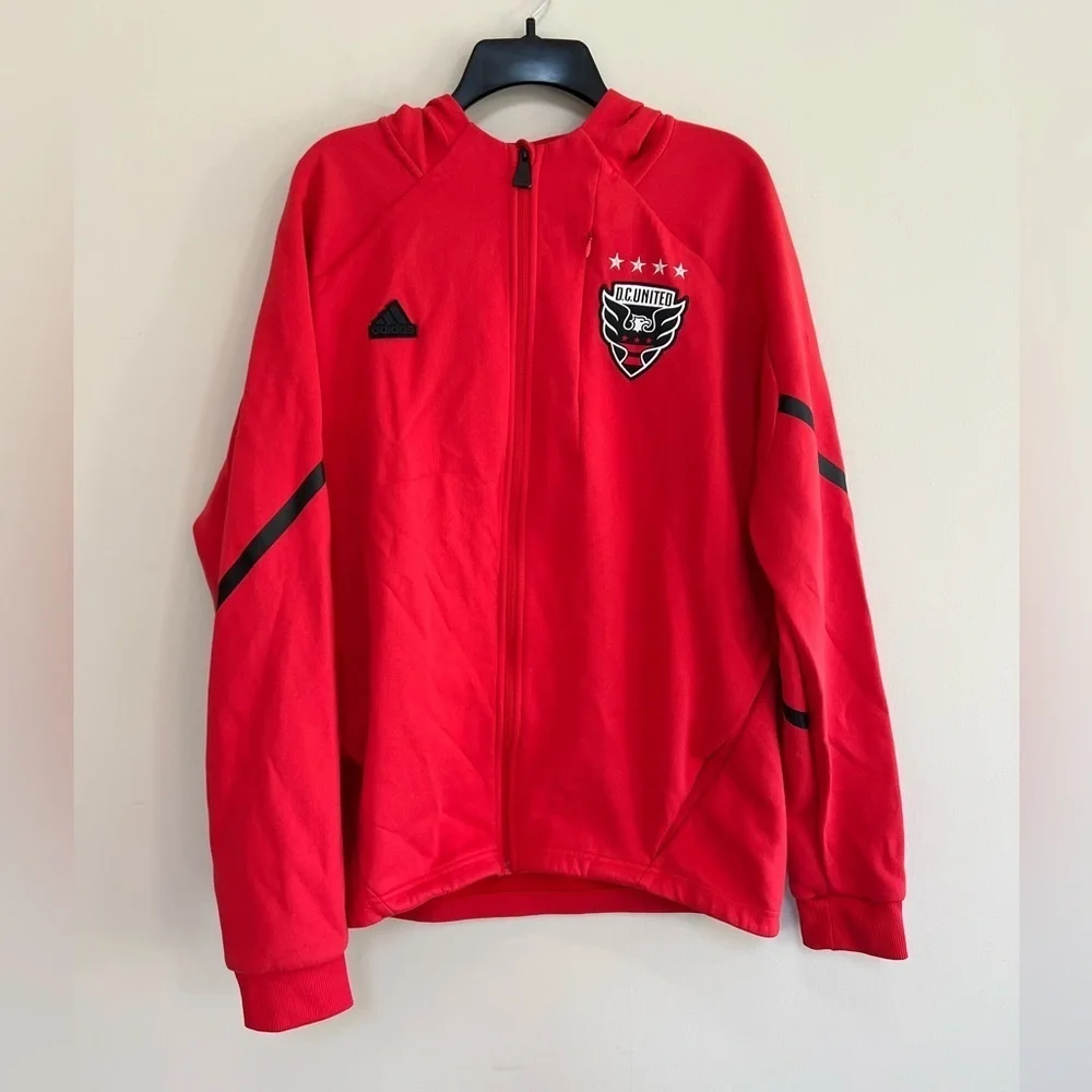 Adidas MLS D.C. United 2024 Anthem Travel Raglan Sleeve Full-Zip Jacket, Red, L